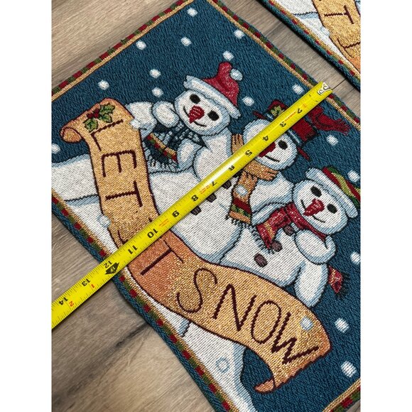 Snowman "Let It Snow" Holiday Tapestry Placemats Set Of 4 - Picture 4 of 5